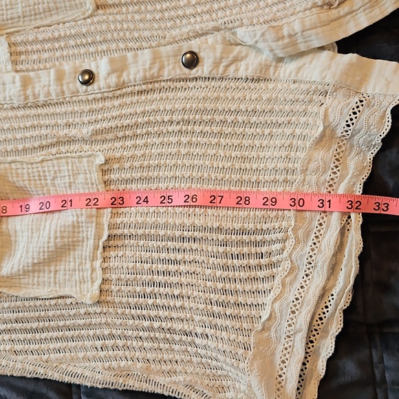 POL Rare Cream Patchwork Textured Oversized Shacket / Top, S, Boho, Ethereal - Picture 8 of 9